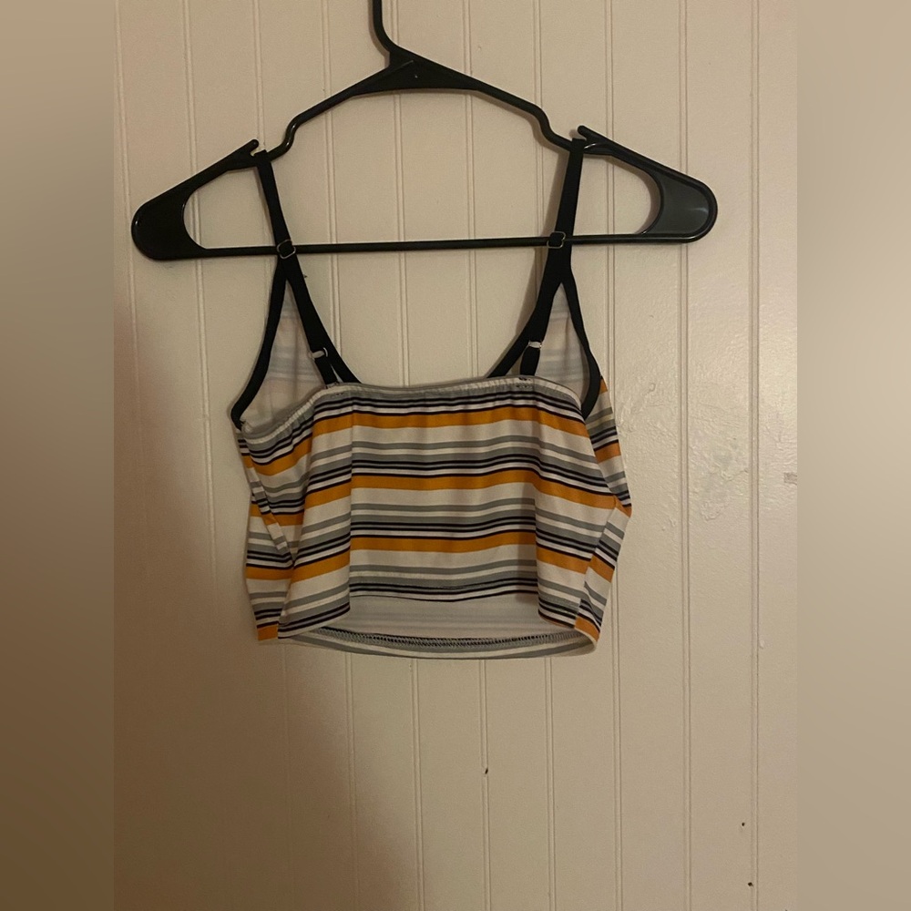 SHEIN Striped Crop Top - Black, Yellow, White - Picture 2 of 2
